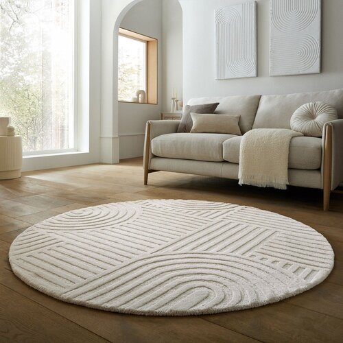 Flair Rugs Slonoko&amp;scaron;čena ročno tkana volnena okrogla preproga &amp;oslash; 160 cm Zen Garden &amp;ndash; Slike