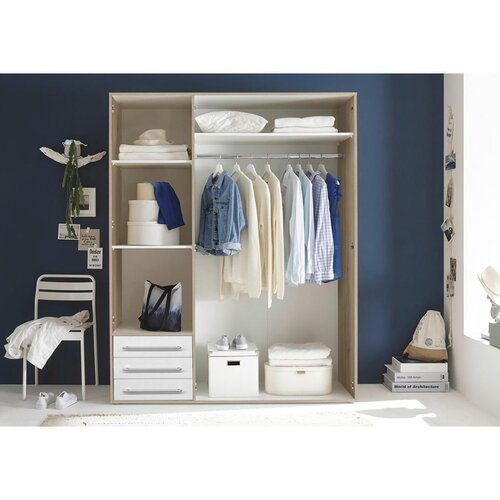 Modern Living omara s klasičnimi vrati lyss, bela, hrast, 155 cm Slike