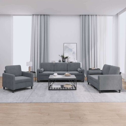  3-dijelni set sofa s jastucima tamnosivi bar&scaron;unasti Cijene