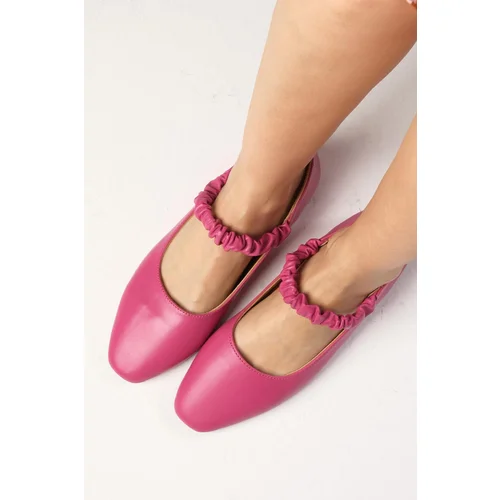 Mio Gusto Hailey Genuine Leather Fuchsia Women's Daily Ballerina Shoes