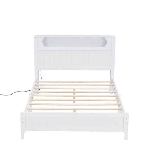 Lumor Dvoposteljna postelja 140x200 cm z LED - iz lesa in MDF - bela, (22151455) Cene
