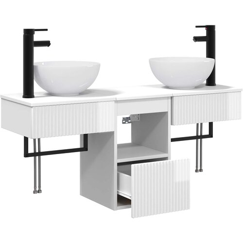  Set namje&amp;scaron;taja za kupaonicu 3 kom. Bijela visokog sjaja 40 x 41 x 56 cm Slike
