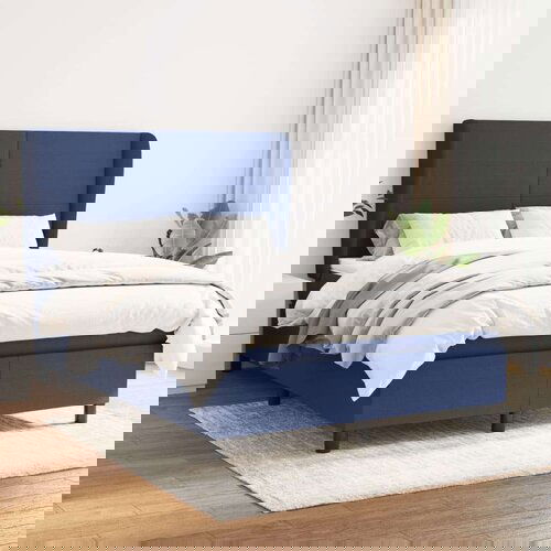  Box spring postelja z vzmetnico modra 140x200 cm blago, (20893644) Slike