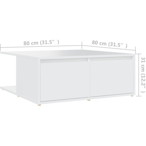  Stolić za kavu bijeli 80 x 80 x 31 cm od konstruiranog drva Slike