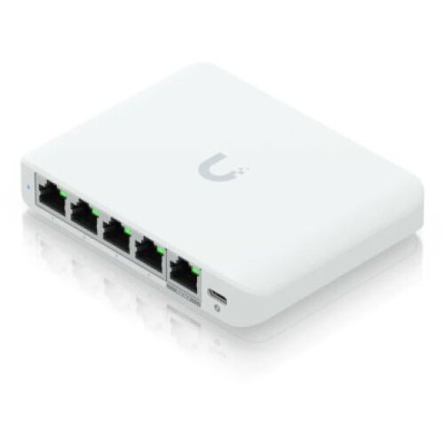 Ubiquiti 5-port 2.5G switch that can be powered with PoE or a USB-C adapter; 4x 2.5 GbE ports, 2.5 GbE PoE input port for power - USW-FLEX-2.5G-5-EU Cene
