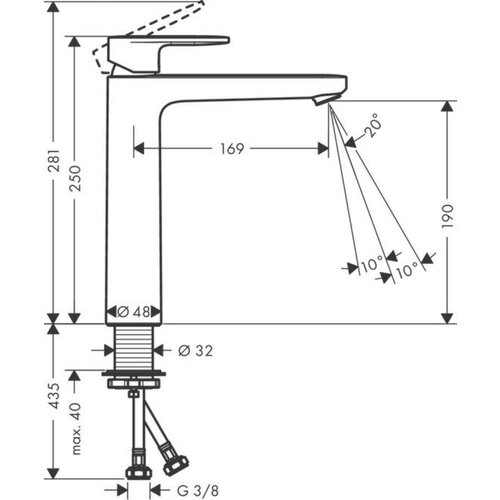 Hansgrohe 71582670 Vernis Blend 190 visoka armatura za umivalnik črna Slike