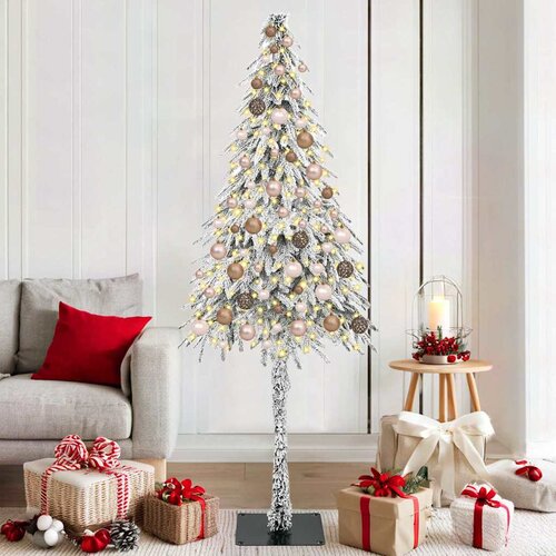 vidaXL Božično drevo med 300 LED z stojalom Bela 180 cm PE in jeklo Cene