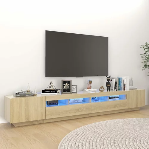 vidaXL TV omarica z LED lučkami sonoma hrast 260x35x40 cm