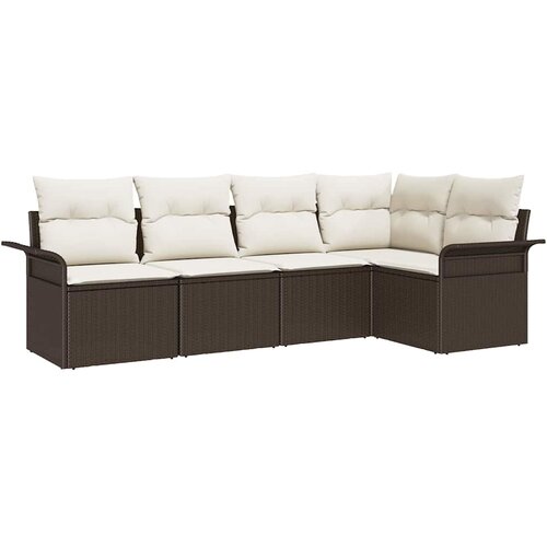  Sjedeća garnitura za vrt 5 kom. Smeđa poliratan 232,5 x 122,5 x 85 cm Slike