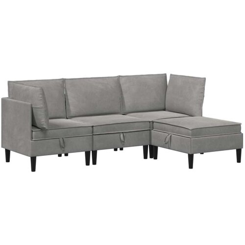  Set namje&amp;scaron;taja za dnevni boravak 4 pcs Svjetlosiva Bar&amp;scaron;un - Svjetlosiva 2x kutna + 1x srednja + 1x stolić Slike