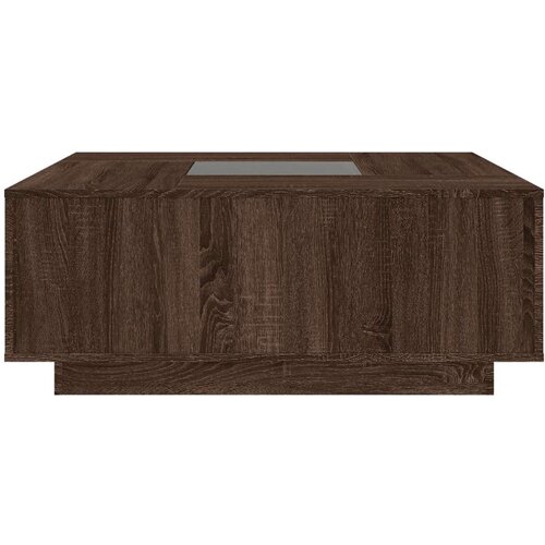 vidaXL Klubska mizica z neskončnimi LED rjavi hrast 100x100x40 cm Cene