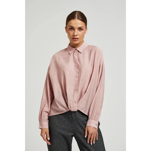 Moodo Women's shirt with asymmetrical hem - pink