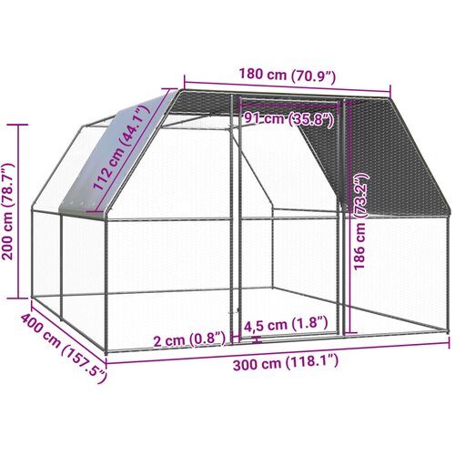  kavez za koko&amp;scaron;i 3 x 4 x 2 m od pocinčanog čelika Slike