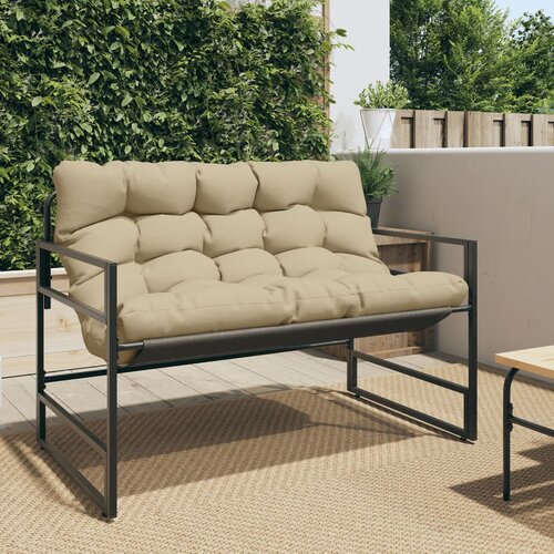  The Living Store Vrtna klop z blazino taupe 113 cm jeklo - Vrtna Klop, (21463865) Slike