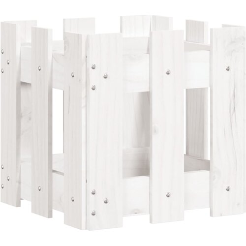  Vrtna sadilica s izgledom ograde bijela 30x30x30 cm od borovine Slike