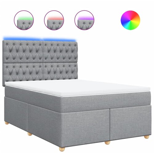 Maison Chic Box spring posteljni - Vzmetna postelja z vzmetnico svetlo siv 140x190 cm blago SL4567, (21905479) Cene