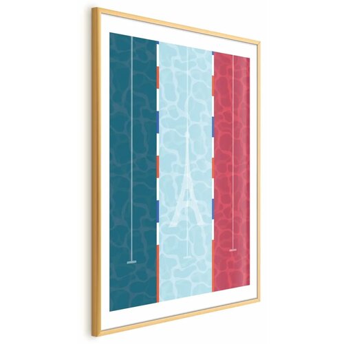  Plakat - Illustration of a Pool Against the French Flag 21x30 Zlatni okvir s margom Cene