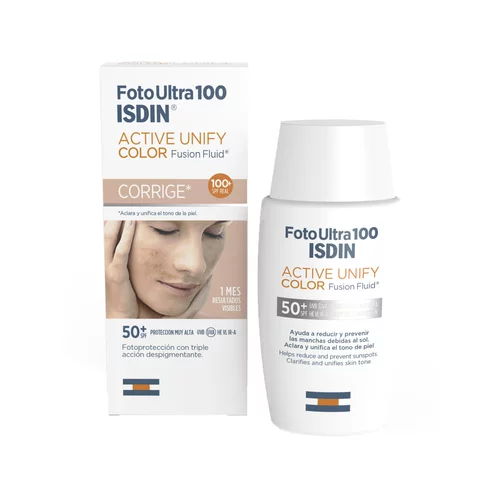 ISDIN Fotoultra Active Unify Color 100+
Obarvana krema za sončenje s trojnim depigmentacijskim učinkom, SPF50+, 50 ml
