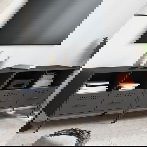 VidaXL TV omarica 2 kosa črna 68x39x50,5 cm valjano jeklo Slike
