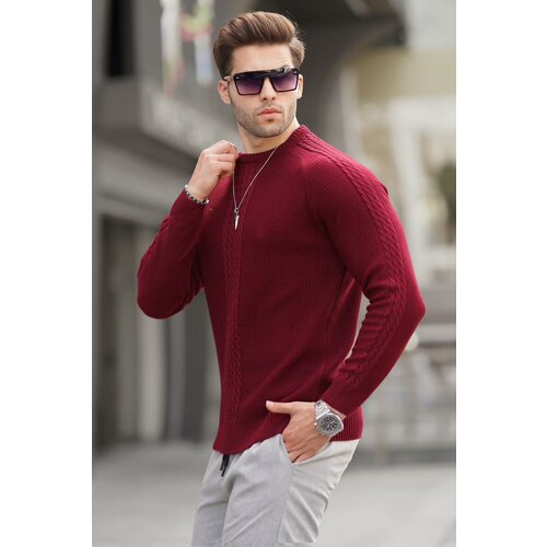 Madmext Burgundy Knitwear Patterned Men's Sweater 6836 Cene