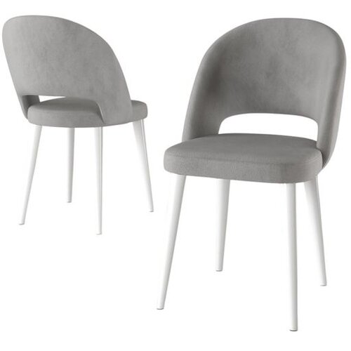 Hanah home set trpezarijskih stolica Pane 4 kom, siva tkanina Babyface, bele metalne noge Cene