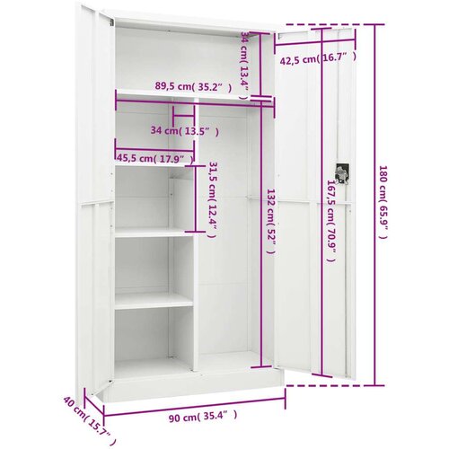 vidaXL Omara s ključavnico bela 90x40x180 cm jeklo Cene