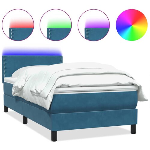 VidaXL Box spring postelja z vzmetnico temno modra 100x210 cm žamet, (21792107) Slike
