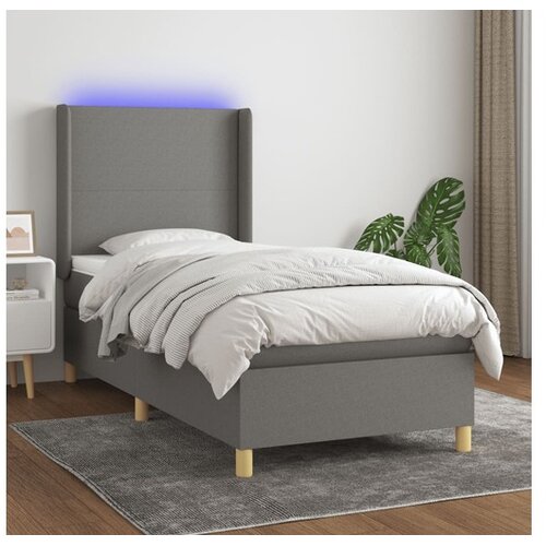  Box spring s madracem LED tamnosivi 80 x 200 cm tkanina Cene