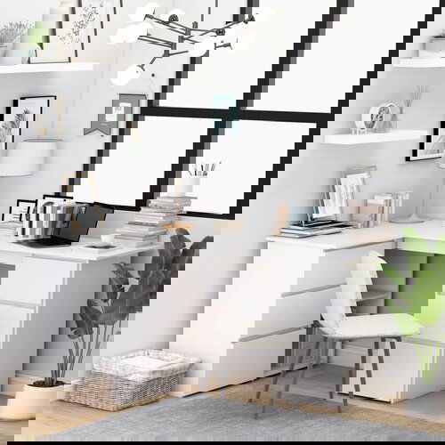  Kutni radni stol bijeli 145 x 100 x 76 cm od iverice Slike