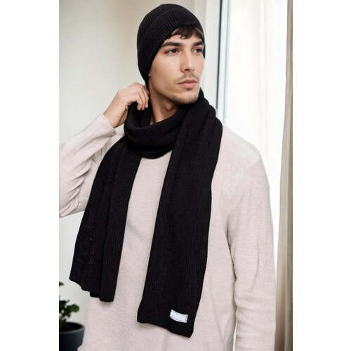 Dewberry 35261 Mens Scarf Beret Set-BLACK Slike