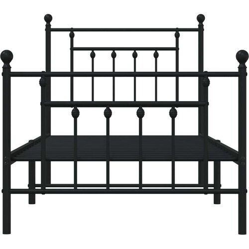 VidaXL Metalni okvir kreveta uzglavlje i podnožje crni 90 x 200 cm Slike