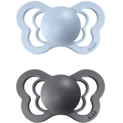 Bibs Couture Silicone Size 1: 0+ months duda Iron / Baby Blue 2 kom Slike