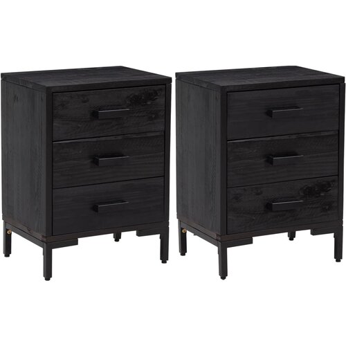 Maison Chic Dvo delni komplet Nočne omarice - Nočne mize črna 40x30x55 cm trdna borovina, (21690409) Slike