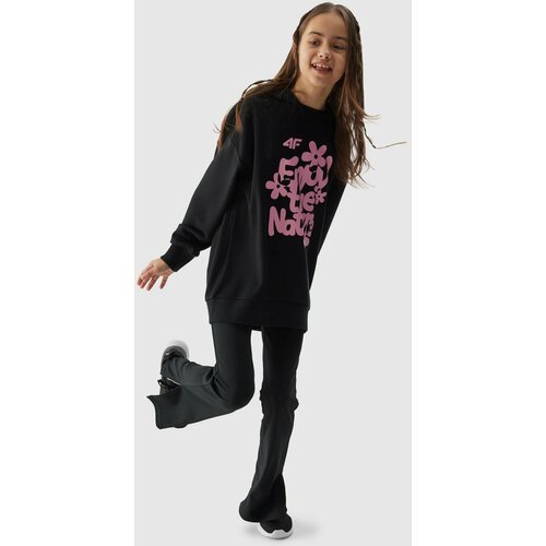 4f girls' sweatshirt without fastening and hooded - black Slike