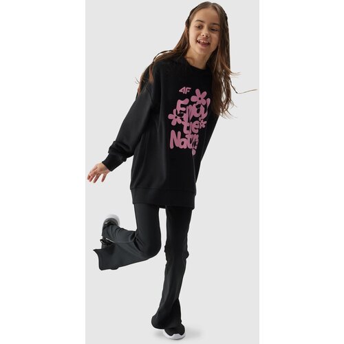 4f Girls&amp;#039; sweatshirt without fastening and hooded - black Slike