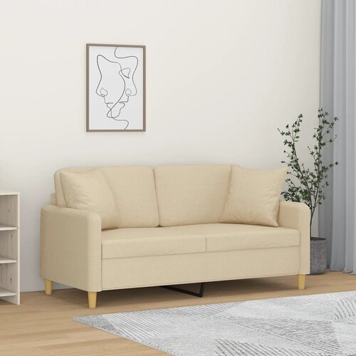  Dvosjed s ukrasnim jastucima krem 140 cm od tkanine Slike