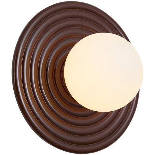 QAZQA Retro stenska svetilka rjava z opalno okroglo 20 cm IP44 - Lila Cene