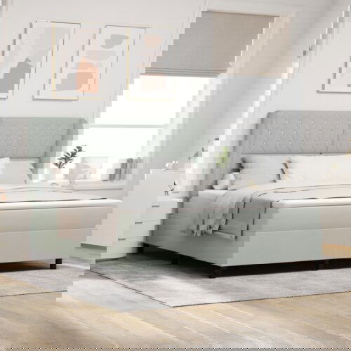 Box Spring postelja z vzmetnico - Svetlo siva, 180x200 cm, Žamet, (22050545) Cene