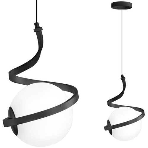 Toolight Crni Luster s Staklenom Sferom i Spiralnim Dizajnom APP1732-1CP Slike