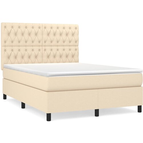 Maison Chic Box spring postelja - Vzmetna postelja z vzmetnico krem 140x200 cm blago SL14726, (21884599) Cene