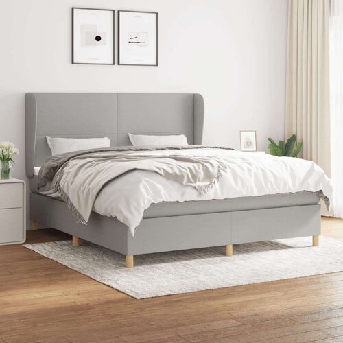  Box spring postelja z vzmetnico svetlo siva 160x200 cm žamet, (20791558) Slike