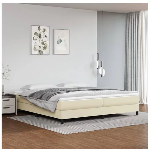  Box spring postelja z vzmetnico krem 200x200 cm umetno usnje