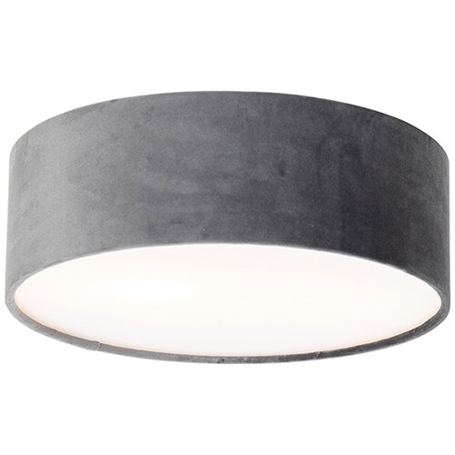 QAZQA Stropna svetilka siva 30 cm z zlato notranjostjo - Drum Cene