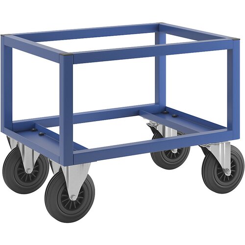 Kongamek transportni voziček za palete KM221, dxšxv 800 x 600 x 650 mm, modre barve, 2 vrtljivi in 2 fiksni kolesi Cene