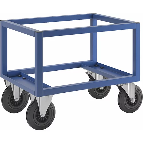 Kongamek Transportni voziček za palete KM221, DxŠxV 800 x 600 x 650 mm, modre barve, 2 vrtljivi in 2 fiksni kolesi