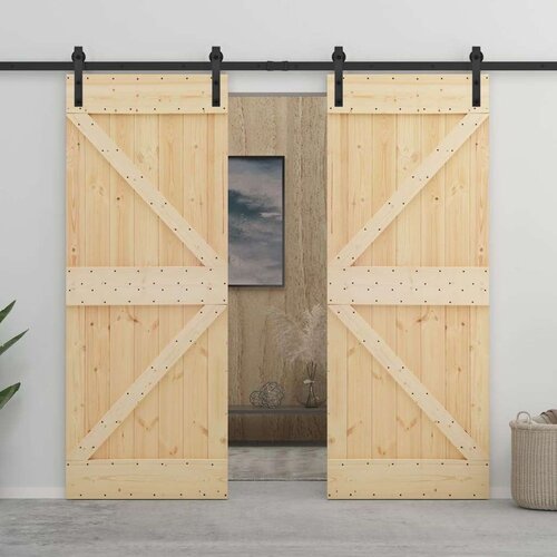  Klizna vrata s priborom za montažu 100x210 cm masivna borovina Slike