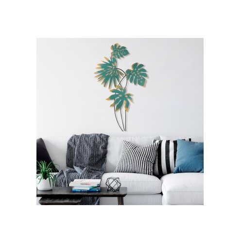 WALLXPERT dekorativni metalni zidni pribor monstera turquoise Slike
