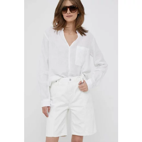 Calvin Klein Jeans Traper kratke hlače za žene, boja: bijela, glatki materijal, visoki struk