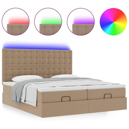 vidaXL Otoman krevet s madracima i LED 180x200 cm umjetna koža - Boja cappuccina 180 x 200 cm Cijene