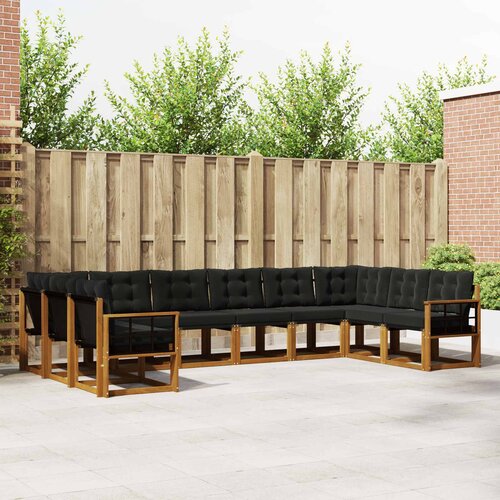  Set vanjskih sofa 10 kom. Prirodna i crna Cene